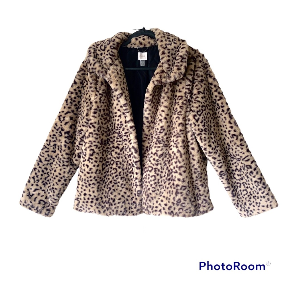 Cupid Collar Faux Fur Leopard Print Jacket Size M.